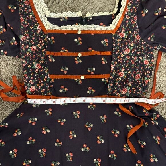 Gunne Sax Calico Dress Renaissance Fair Dress With Pockets Vintage 70s - Picture 16 of 17